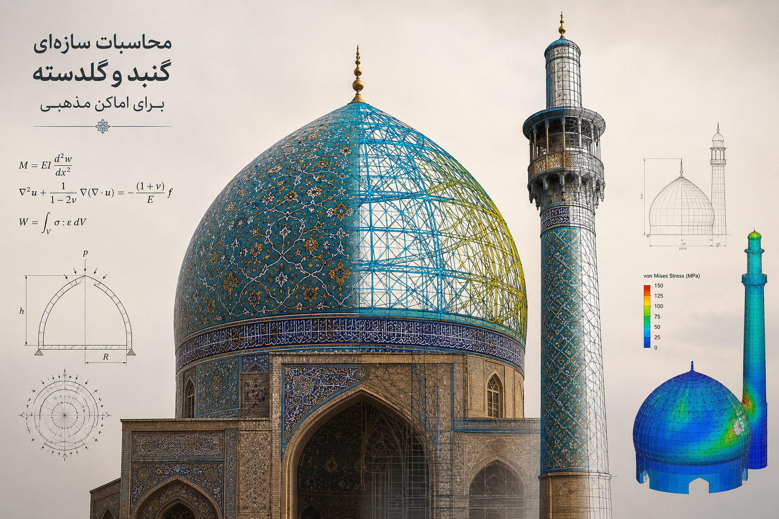 محاسبات سازه‌ای در گنبد و گلدسته برای اماکن مذهبی