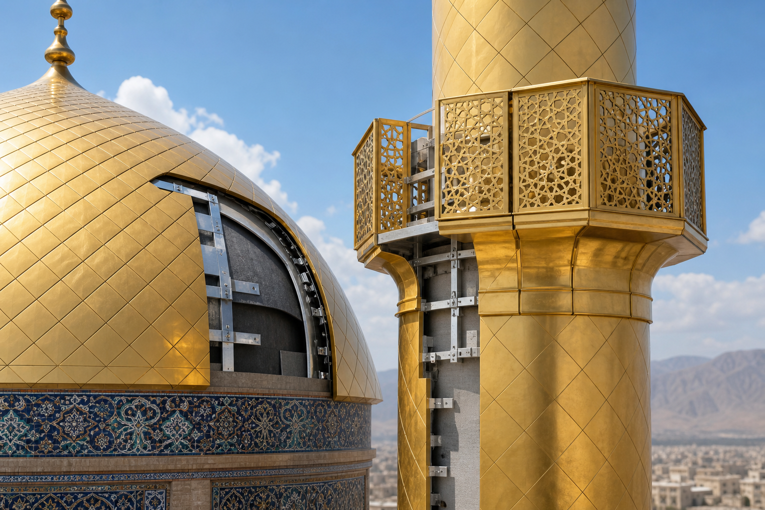 جزئیات اجرایی نصب پوشش خارجی گنبد و گلدسته: نقشه ها، اتصالات و آب بندی